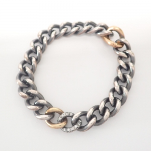 ハム SV×K18 0.09ctダイヤ ハムエタ チェーンブレスレット 34.8g 最新の買取相場ご紹介