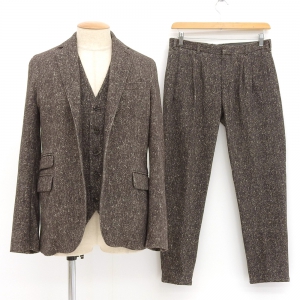 チルコロ1901ブラウン ストレッチコットン ツイード柄プリント 3Pセットアップ 最新の買取相場ご紹介