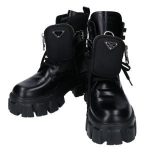 プラダ モノリス レザー×Re-Nylon ポーチ付きコンバットブーツ 最新の買取相場ご紹介