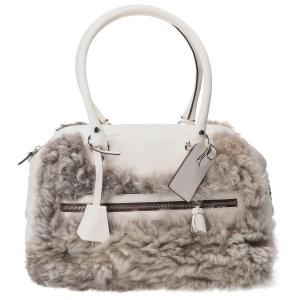 J&Mデヴィッドソン ホワイト×グレー VIVI スタッズ ファー ハンドバッグ 最新の買取相場ご紹介