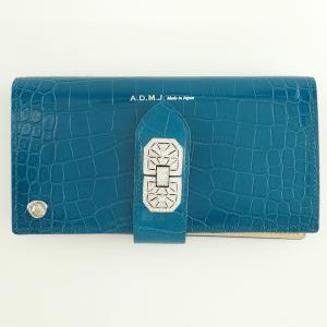 ADMJ ターコイズブルー クロコ型押し アールデコ モチーフ 長財布 最新の買取相場ご紹介