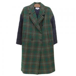 エンフォルド 19AW グリーン×ネイビー エステルクロス チェック ダブルブレストロングコート 最新の買取相場ご紹介