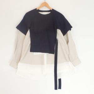 エンフォルド 21AW ネイビー×ベージュ レイヤードニットシャツ 最新の買取相場ご紹介