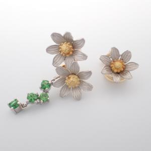 ノブコイシカワ K18×Pt900 グリーンガーネットフラワーモチーフイヤリング 最新の買取相場ご紹介