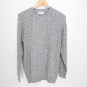 グレー ラウンドネック ケーブル＆リブ カシミヤニット 最新の買取相場ご紹介