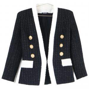 バルマン 137203 ブラック エンブレムボタン ツイード ノーカラージャケット 最新の買取相場ご紹介