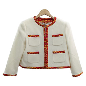 モスキーノ COUTURE シルクトリムノーカラージャケット 買取相場例です