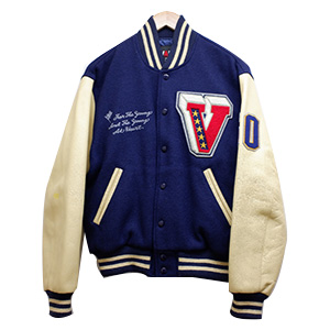 ヴァンヂャケット ウール×牛革 ワッペン付中綿入りスタジャン 買取相場例です