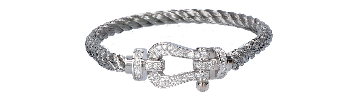 FRED 8°0 18Kホワイトゴールド 純正フルダイヤ ブレスレット フォース