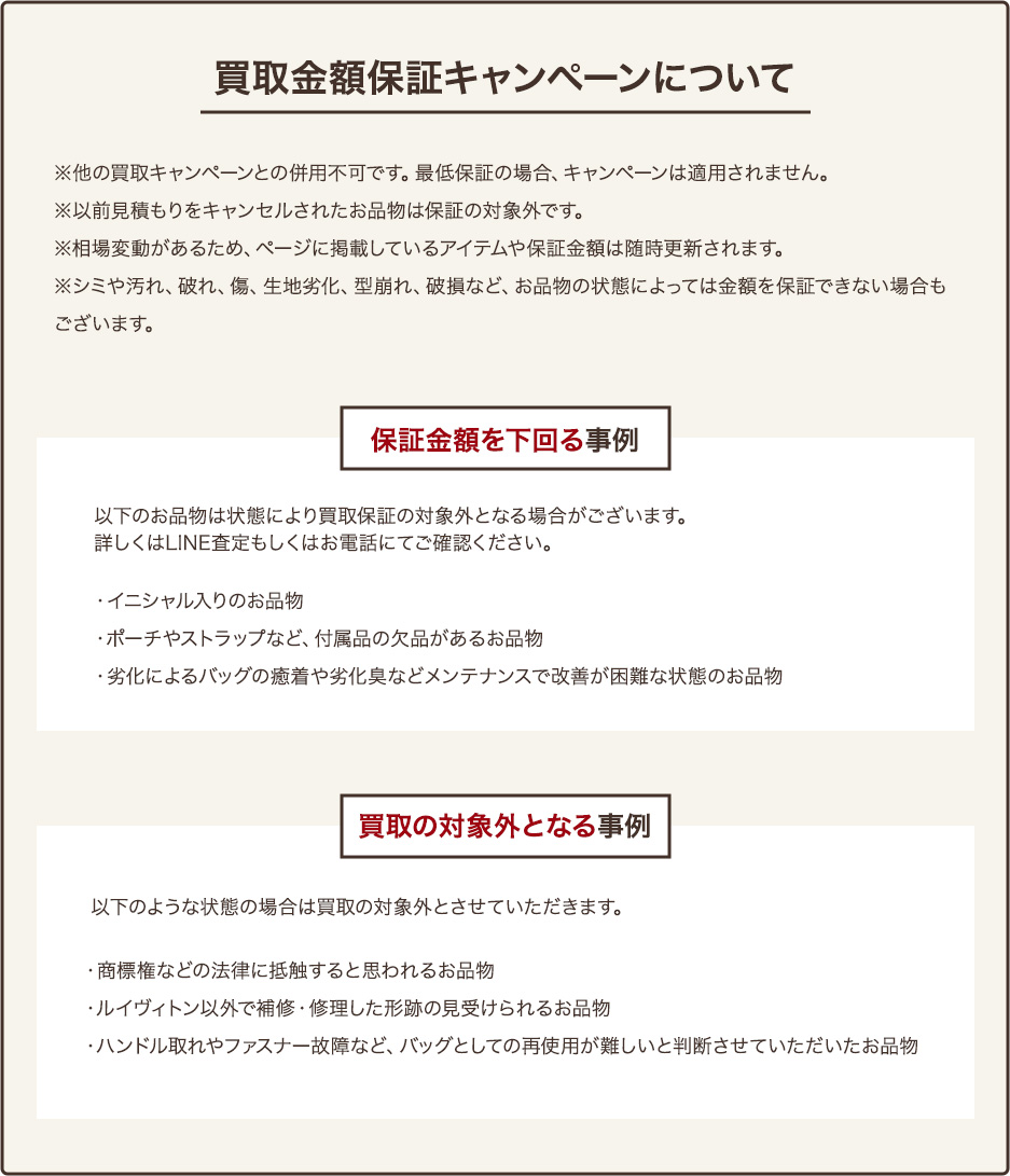 買取金額保証キャンペーンについて