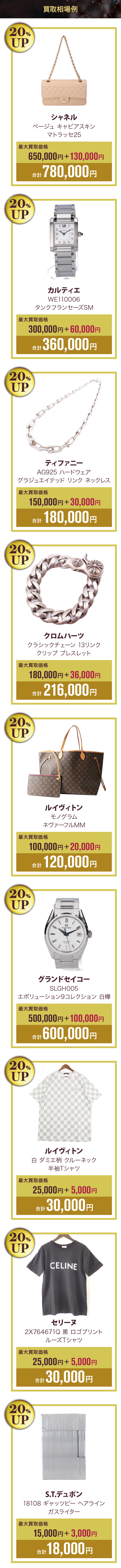 買取金額最大30万上乗せ相場例