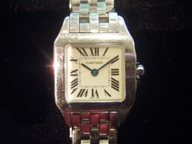 カルティエのサントスドゥモアゼルSM クォーツ時計　※電池切れの買取実績です。