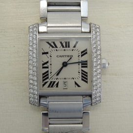 カルティエのK18WG ダイヤベゼル タンクフランセーズ LM クオーツ腕時計の買取実績です。