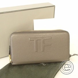 トムフォードのグレー　ラウンドファスナー　レザー長財布の買取実績です。