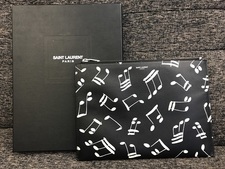 サンローラン 黒　音符柄　クラッチバッグ 買取実績です。