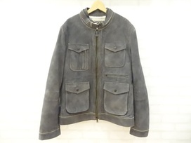 アヴィレックスのグレー　裏地地図デザイン　ラムスキン　ジャケットの買取実績です。