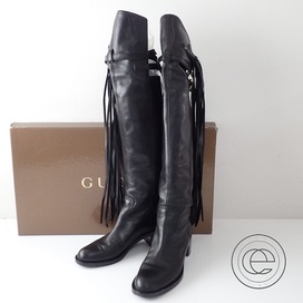 グッチの10年前　黒　フリンジ　ニーハイブーツの買取実績です。