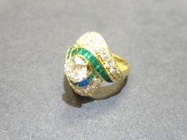 ダイヤモンドのK18 石目なし ダイヤモンド×エメラルド リングの買取実績です。