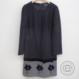 エムズグレイシーの2015年 ウール ベロア&スパンコール刺繍 切替デザイン 長袖ワンピースの買取実績です。