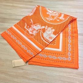 エルメスのオレンジ シルク100％ カレ55の買取実績です。