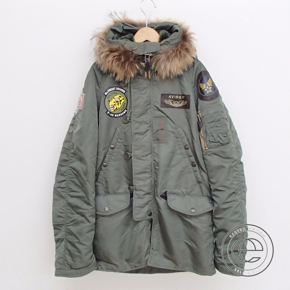 希少モデル　AVIREX N-3B フライトジャケット ワッペン　ドラゴン　龍 アヴィレックスの6182097 28-A6755 カーキ N-3B ワッペン付き フライト