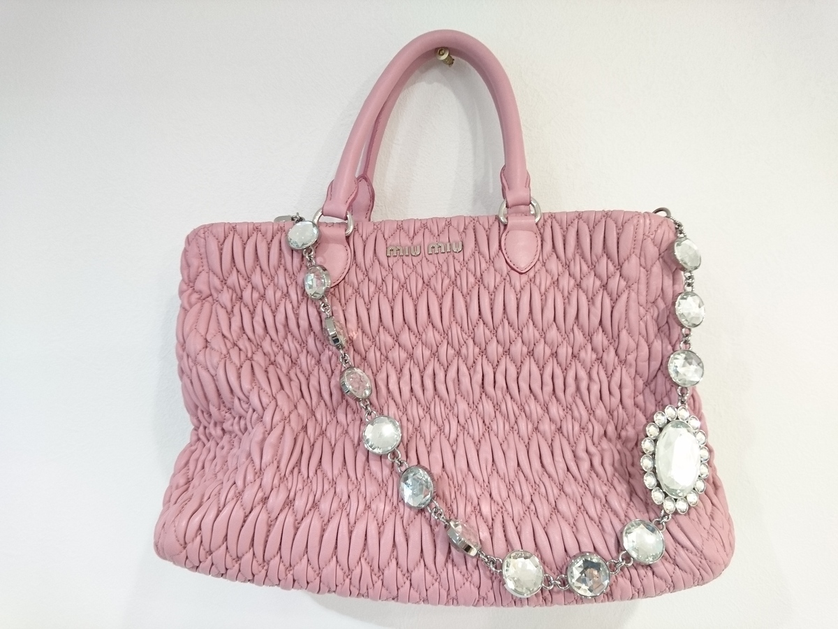 ミュウミュウ クリスタル バッグ セール】ミュウミュウ☆マテラッセ バケット クリスタル5BE050 (MiuMiu