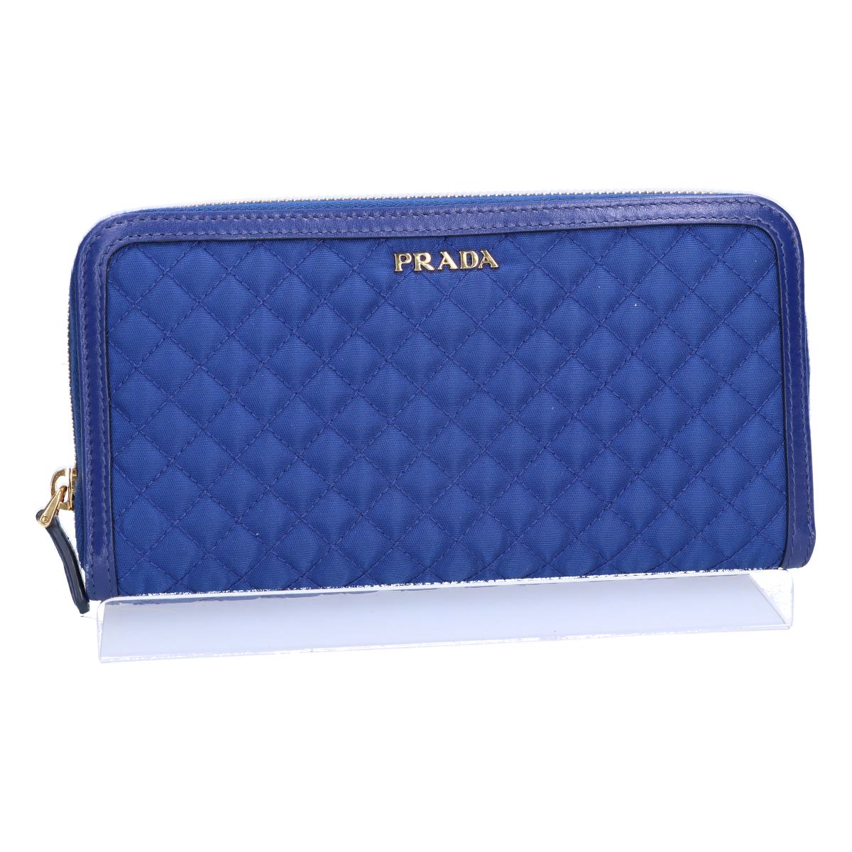 プラダの1M0506 TESSUTO QUILTIN キルティング ラウンドジップ長財布を