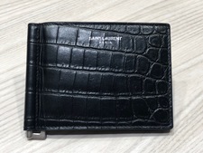 サンローラン 黒　クロコ　エンボス　ビルクリップ　財布 買取実績です。
