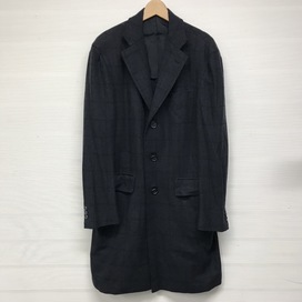 ブリオーニのネイビー　ウール×カシミヤ　フォグリア　チェック　チェスターコートの買取実績です。