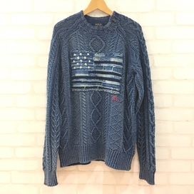 ラルフローレンの10533744001 Tonal Flag Crewneck Sweater ウォッシュ加工 星条旗 クルーネックニットセーターの買取実績です。