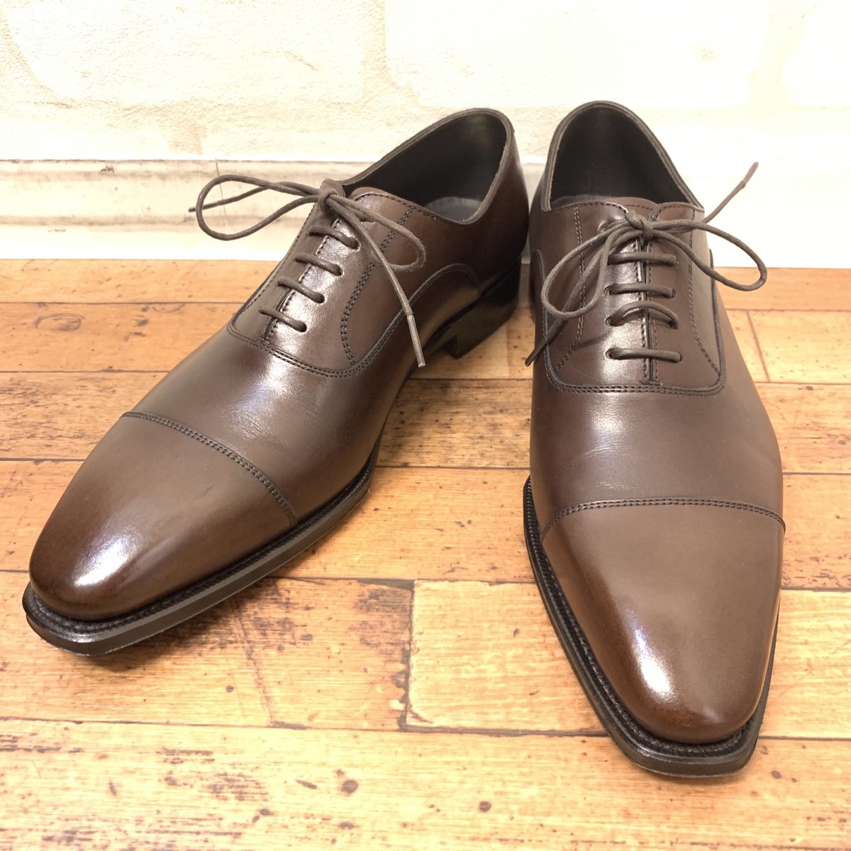 美品☆ペルフェット☆メンズ☆革靴☆本革☆ブラウン☆ストレートチップ☆283 銀座本店でペルフェットのブラウンの1612 内羽根式 ストレートチップ