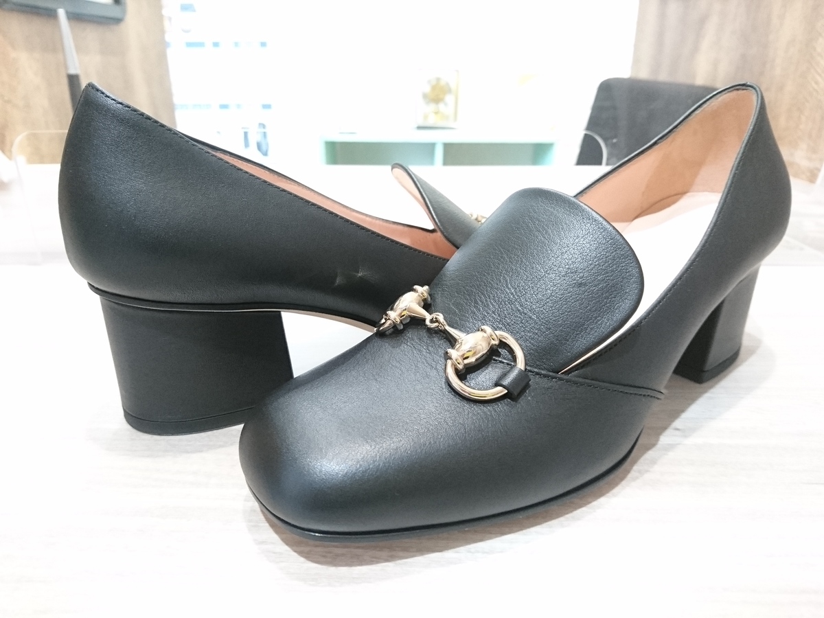 新宿店で、グッチの466701 シルバーホースビット金具 チャンキーヒール