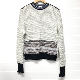 マメクロゴウチの19年 MM19AW-KN066の白 ラメ×ツイード クルーネックニットの買取実績です。