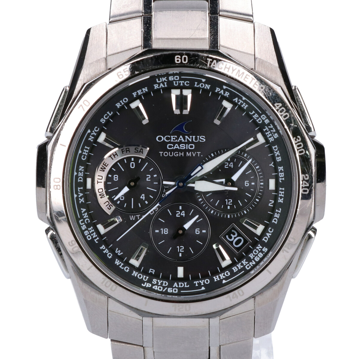 OCEANUS クロノグラフ ocw-s1300 カシオのOCW-S1300-1AJF OCEANUSオシアナス Mantaマンタ タフソーラー