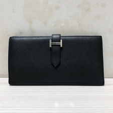 エルメス ブラック ベアンスフレ シルバー金具 D刻印 長財布 買取実績です。