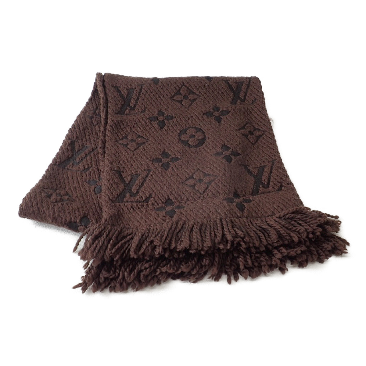 ルイヴィトンの413287 エシャルプ ロゴマニア シルク混ウール マフラー