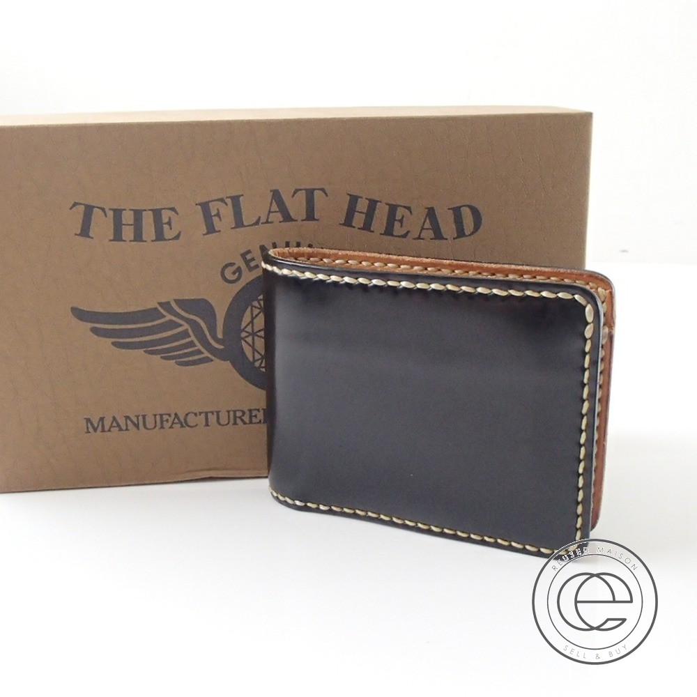 （8日まで）FLATHEAD フラットヘッド：コードバン/ブラック/二つ折り財布 フラットヘッド ストックバーグ 二つ折り コードバンウォレット FH