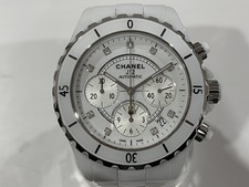 シャネル H2009 J12 ホワイトセラミック 9Pダイヤ クロノグラフ時計 買取実績です。