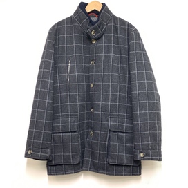 イザイアのグレー カシミヤ×ウール素材 チェック柄　MAGLIA スタンドカラー コートの買取実績です。