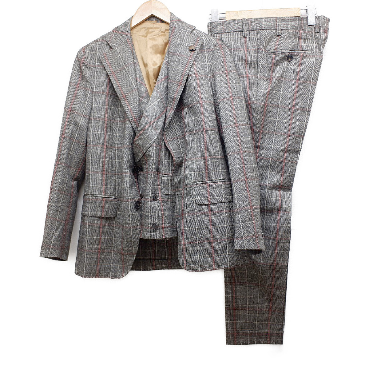ガブリエレパジーニの18AW G12584 グレンチェック ウール 2Bシングル