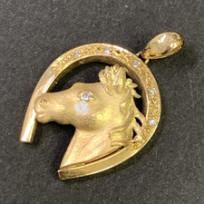 金 K18 0.08ct ダイヤモンド ホース×馬蹄デザイン ペンダントトップ 買取実績です。