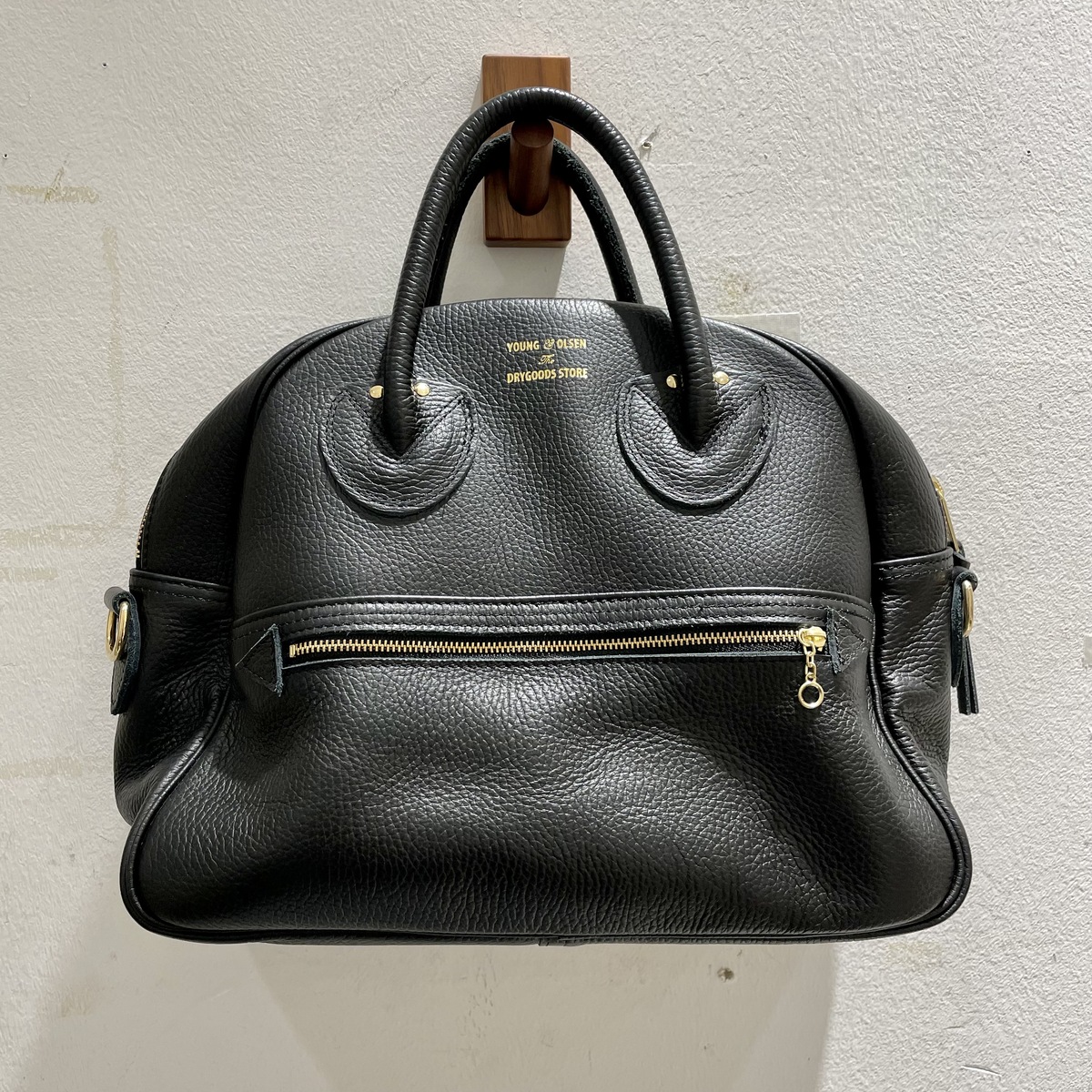 ヤングアンドオルセン ボストンバック レザー ブラック ゴールド金具 YOUNG ＆ OLSEN The DRYGOODS STORE(ヤングアンドオルセン ザ ドライ