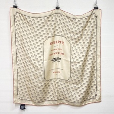 グッチ 20年春夏コレクション Hypnotism GUCCI STAMPのシルク100% グッチロゴ柄スカーフ 買取実績です。
