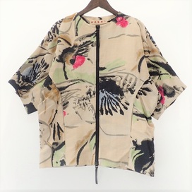 マルニの総柄 リネン混 ジップアップ ノーカラー ジャケットの買取実績です。