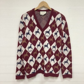 グッチの国内正規品 545755 ホース×アーガイル柄 Vネックセーターの買取実績です。
