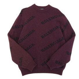 バレンシアガの2018年AW 534493 ボルドー ロゴクルーネックニットの買取実績です。