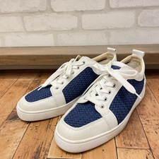 クリスチャンルブタン ホワイト×ネイビー レザー×ファブリック RANTULOW FLAT ローカットスニーカー 買取実績です。