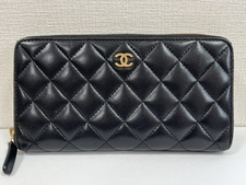 シャネル 24番台 ブラック ラムスキン ラウンドジップ長財布 買取実績です。