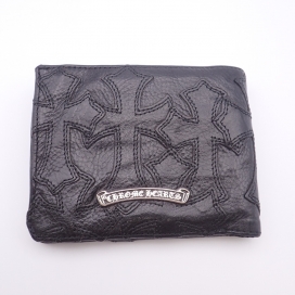 クロムハーツのウォレット・キャッシング・イン・ブラック・ヘビーレザー・セメタリーパッチーズの買取実績です。