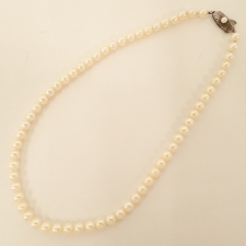 ミキモト SIL刻印 約5.5mmパール ネックレス ホワイト/シルバー ※留め具変色有 買取実績です。